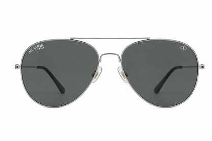 Silver Grey Aviator Sunglasses for Men & Women – UV Protected Grey Lens, Metal Frame, Stylish Sunglasses