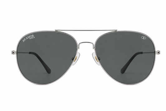 Silver Grey Aviator Sunglasses for Men & Women – UV Protected Grey Lens, Metal Frame, Stylish Sunglasses