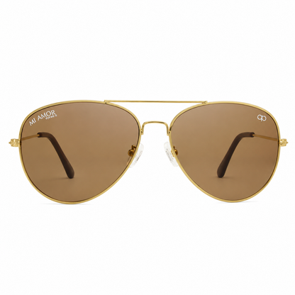 Golden Brown Aviator Sunglasses for Men & Women – UV Protected Brown Lens, Metal Frame, Stylish Sunglasses