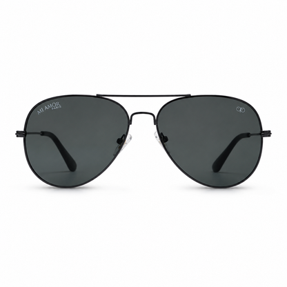 Grey Black Aviator Sunglasses for Men & Women – UV Protected Grey Lens, Metal Frame, Stylish Sunglasses