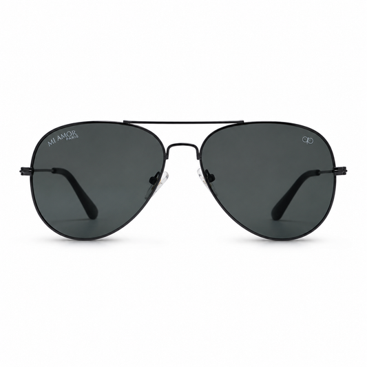 Grey Black Aviator Sunglasses for Men & Women – UV Protected Grey Lens, Metal Frame, Stylish Sunglasses