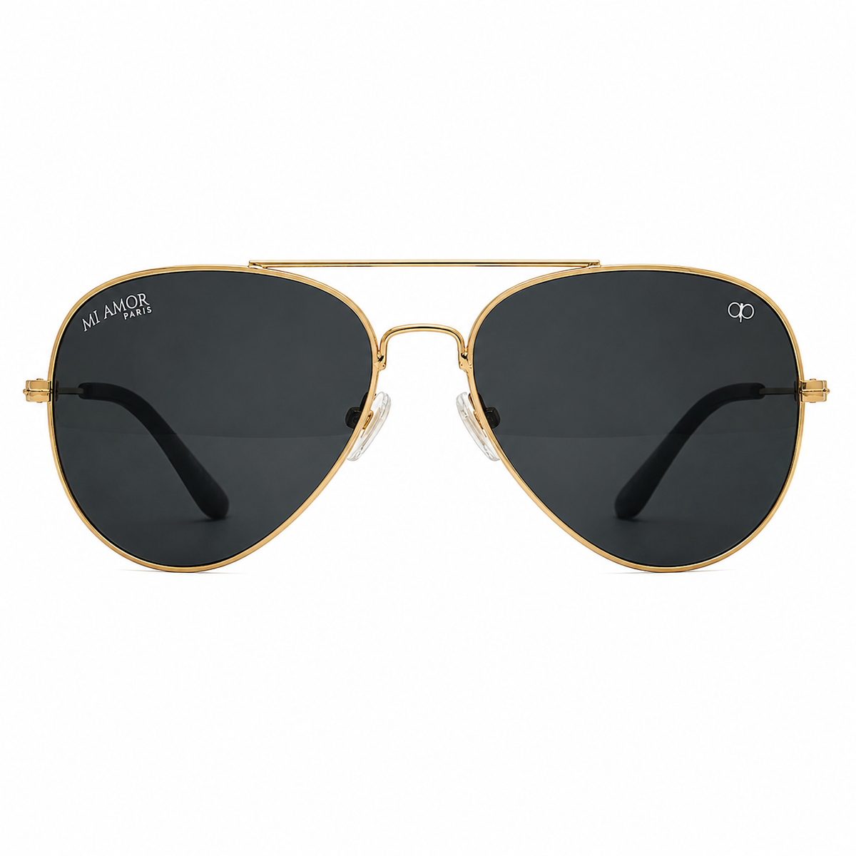 Golden Black Aviator Sunglasses for Men & Women – UV Protected Black Lens, Metal Frame, Stylish Sunglasses
