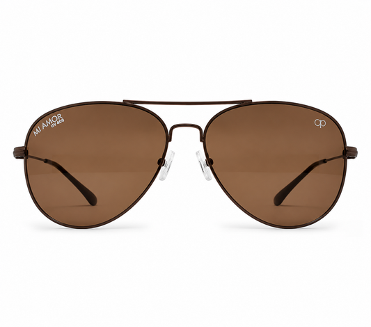 Brown Aviator Sunglasses for Men & Women – UV Protected Brown Lens, Lightweight Metal Frame, Stylish Sunglasses