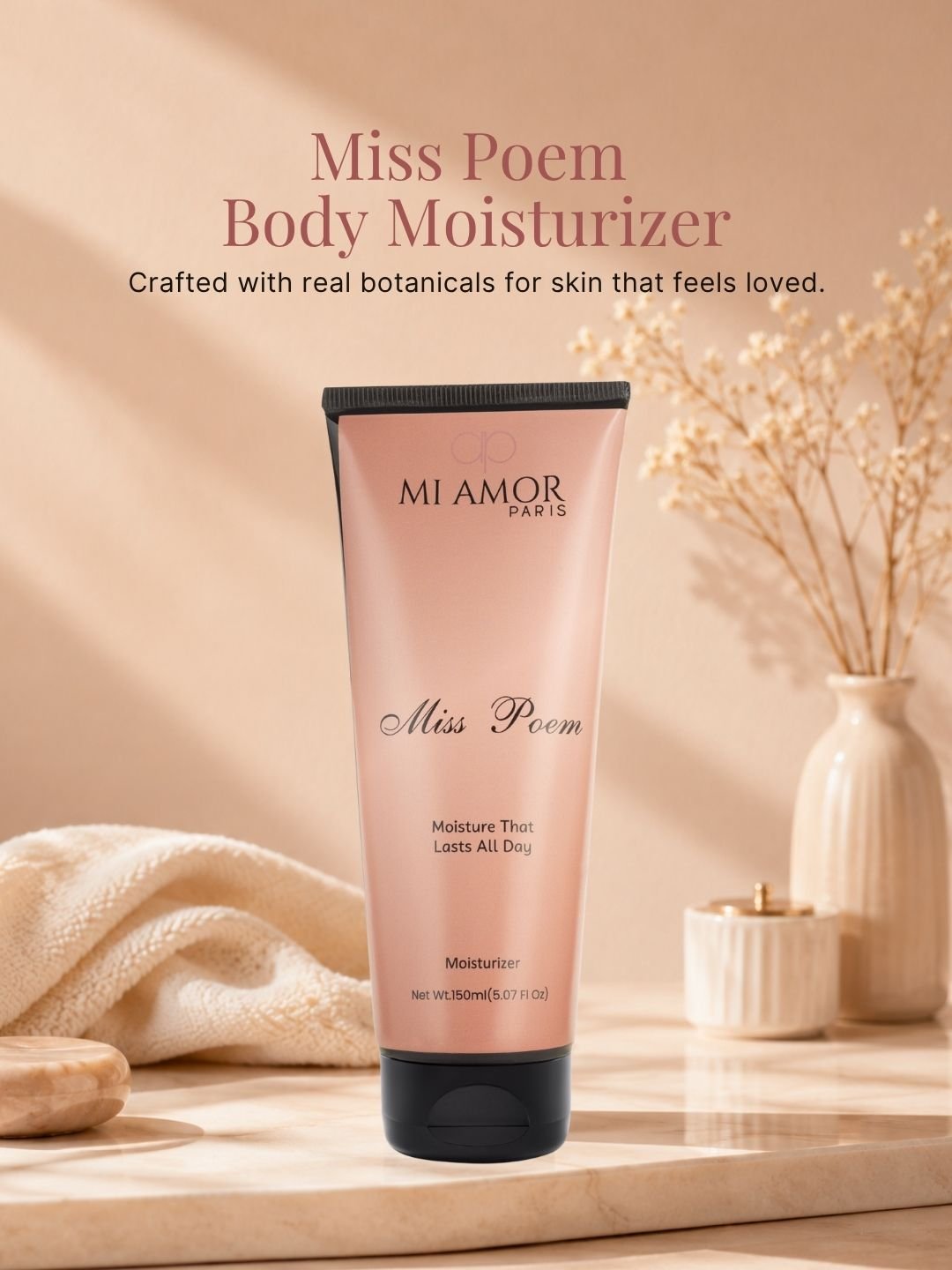 MI AMOR PARIS Miss Poem Women Face, Body & Hand Moisturizing Cream – Daily Hydration with Shea Butter & Glycerin (150ml)