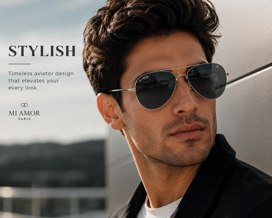 Silver Grey Aviator Sunglasses for Men & Women – UV Protected Grey Lens, Metal Frame, Stylish Sunglasses