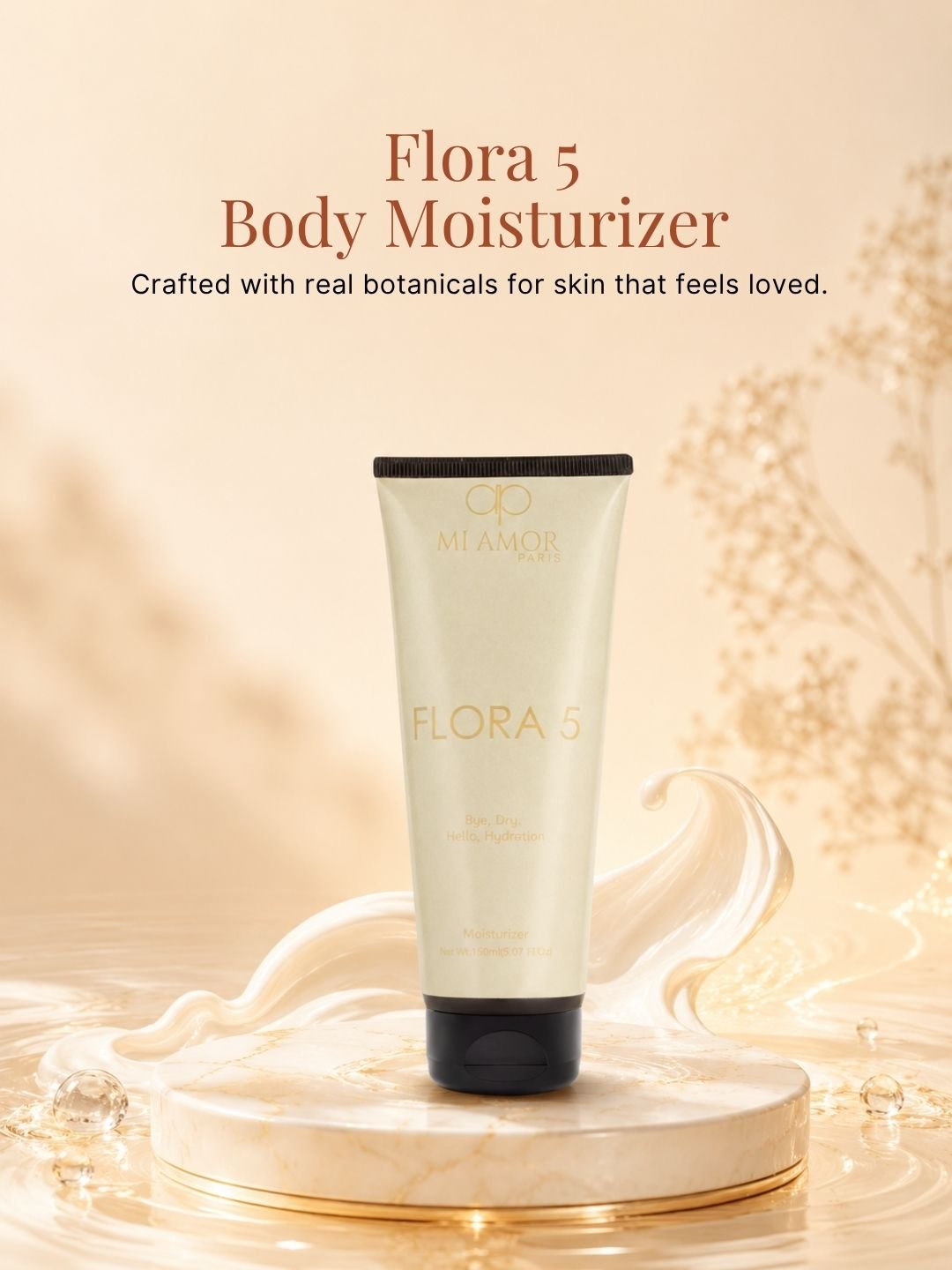 MI AMOR PARIS Flora 5 Women Moisturizing Cream | Lightweight Face, Body & Hand Cream with Shea Butter & Glycerin | 150ml