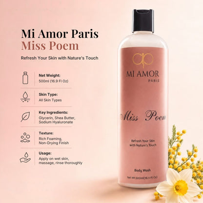 Miss Poem Hydrating Body Wash For Women | Sulphate-Free & Paraben-Free | 500 ml