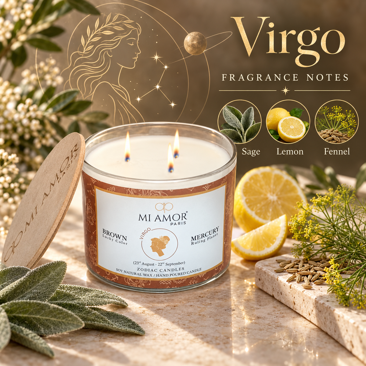 Virgo Zodiac Candle