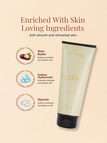 MI AMOR PARIS Flora 5 Women Moisturizing Cream | Lightweight Face, Body & Hand Cream with Shea Butter & Glycerin | 150ml