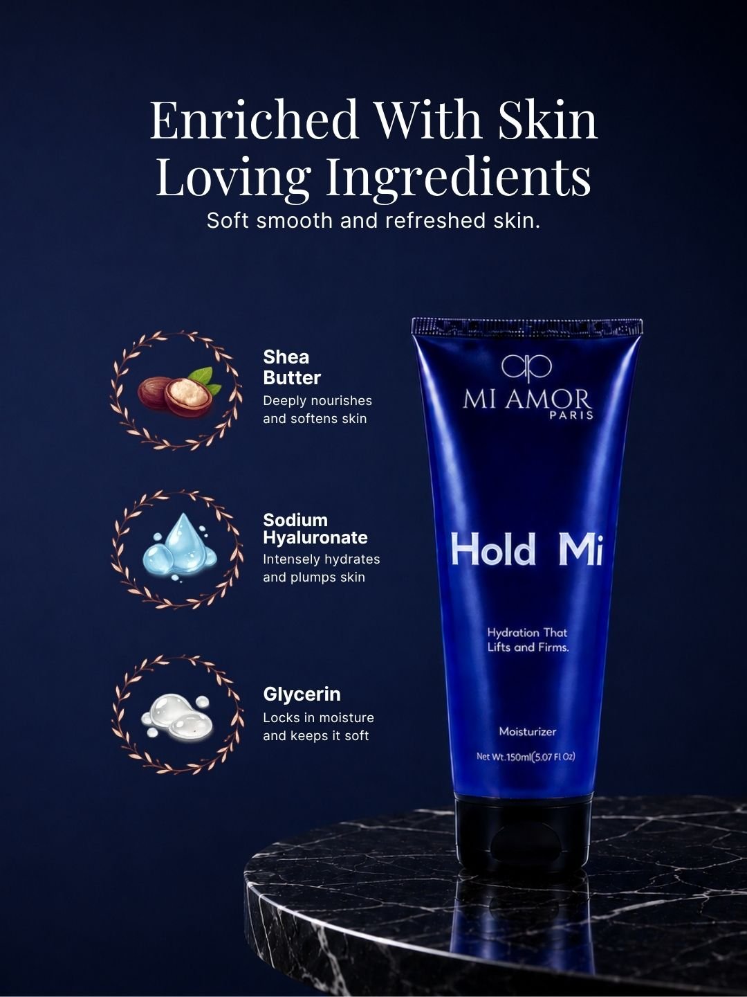 MI AMOR PARIS Hold MI Face & Body Moisturizing Cream for Men | Long-Lasting Hydration with Shea Butter & Glycerin | 150ml