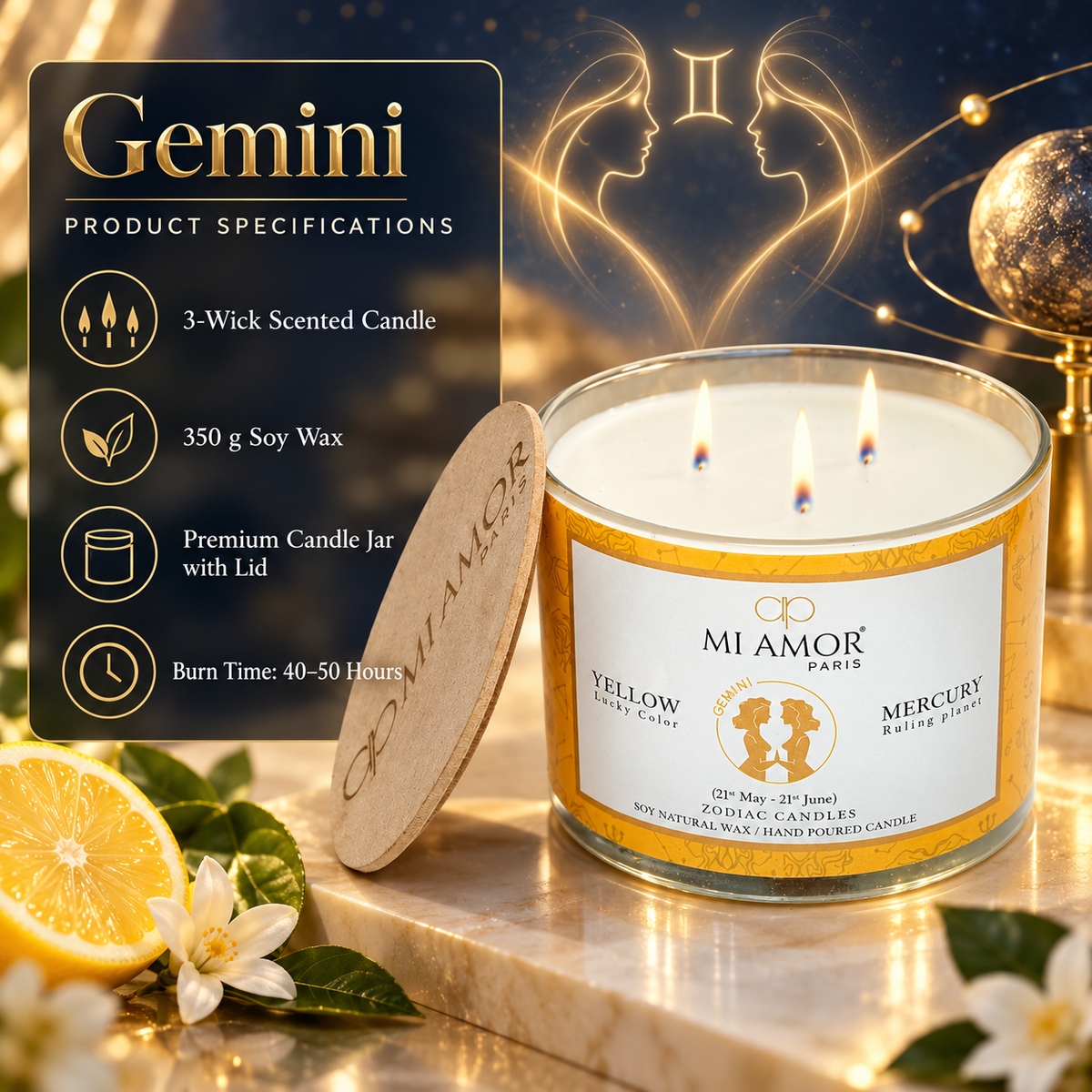 Gemini Zodiac Candle