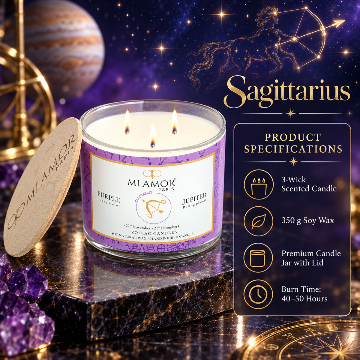 Sagittarius Zodiac Candle