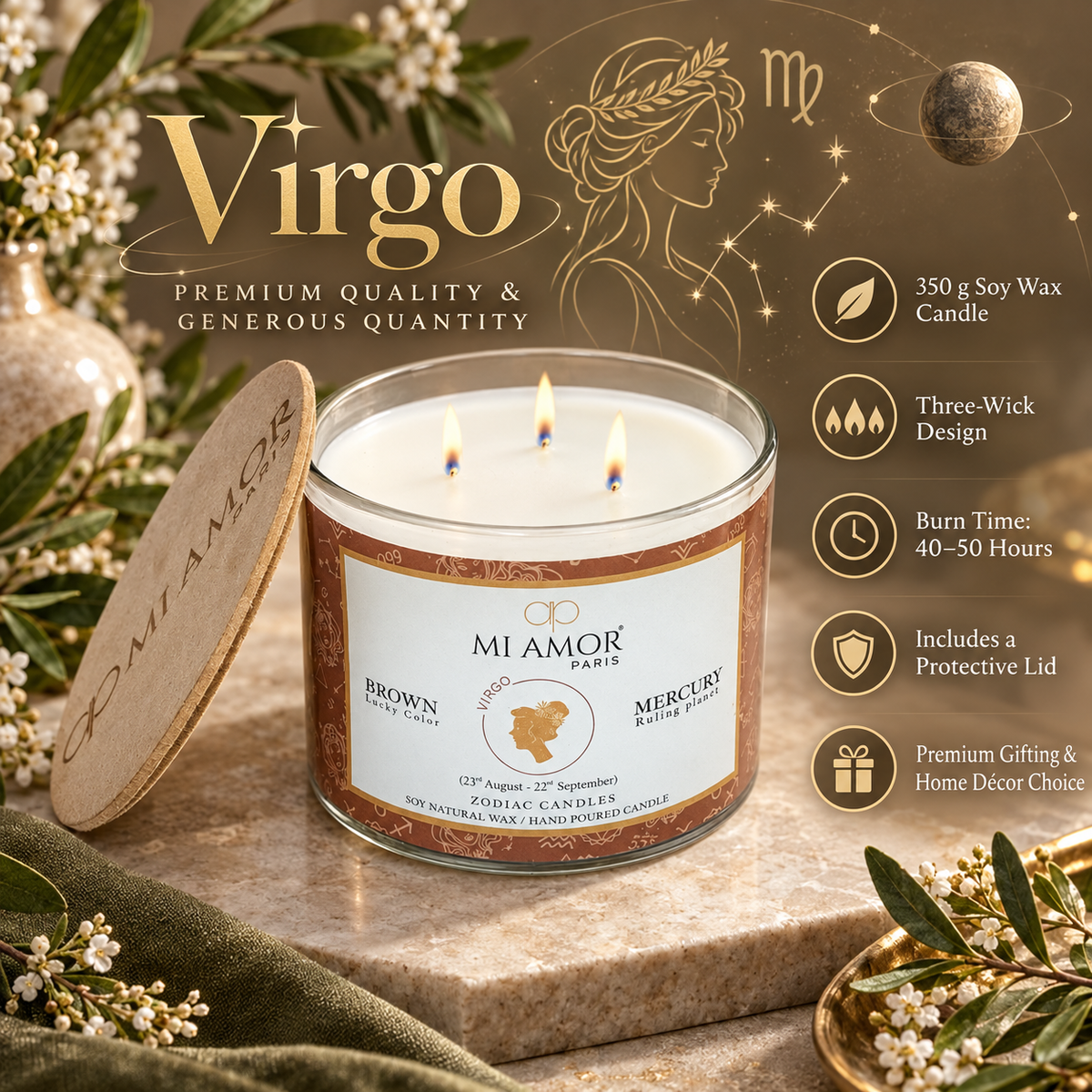 Virgo Zodiac Candle