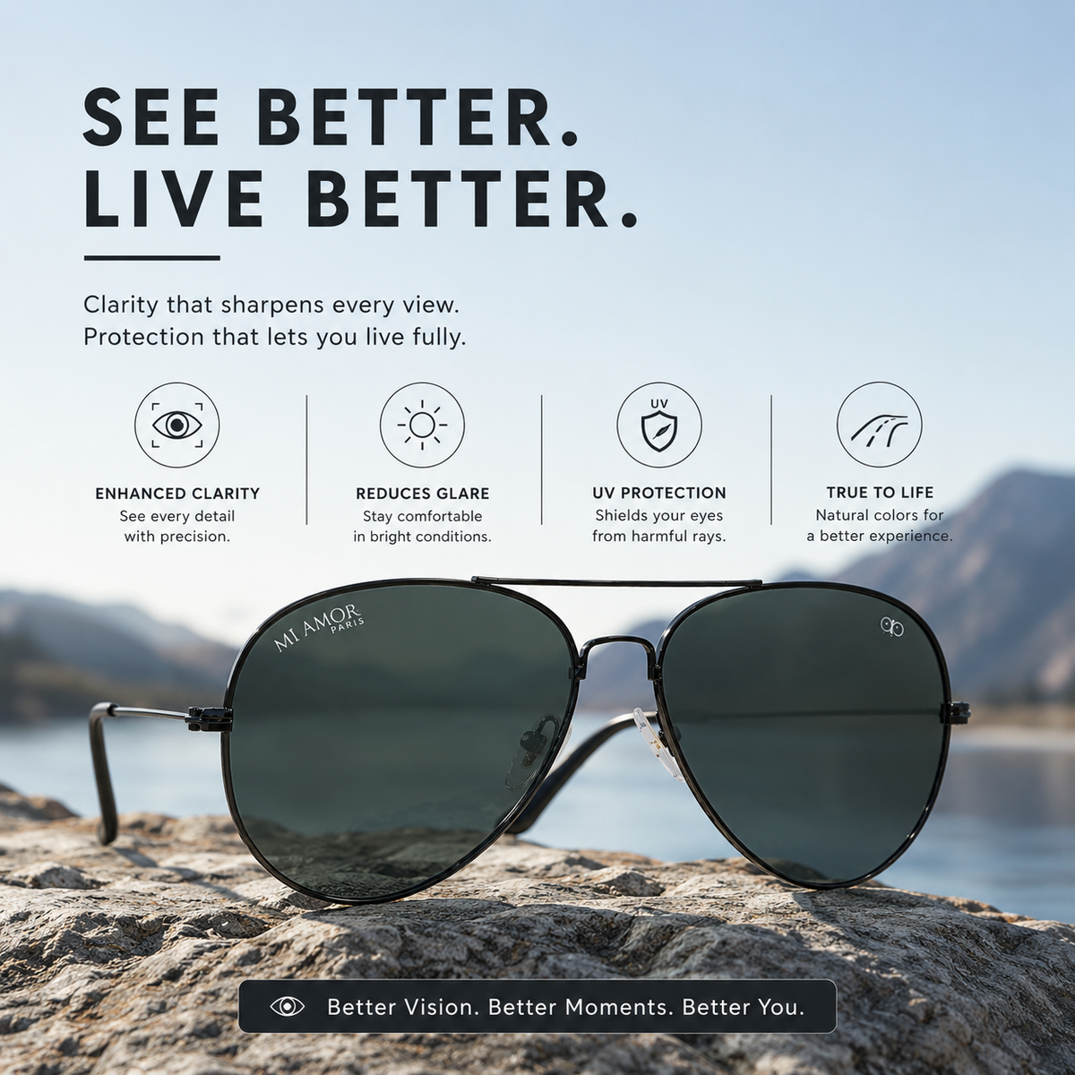 Grey Black Aviator Sunglasses for Men & Women – UV Protected Grey Lens, Metal Frame, Stylish Sunglasses