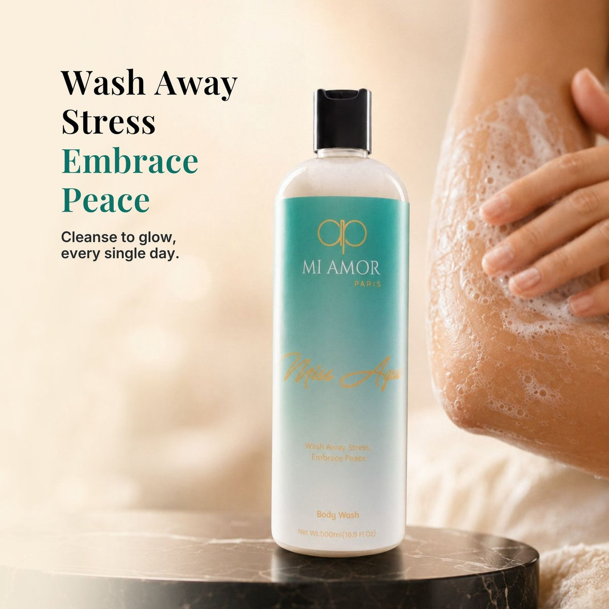 MI AMOR PARIS Miss Aqua Premium Body Wash | Rich Foaming Shower Gel | Soft & Fresh Skin | 500 ml