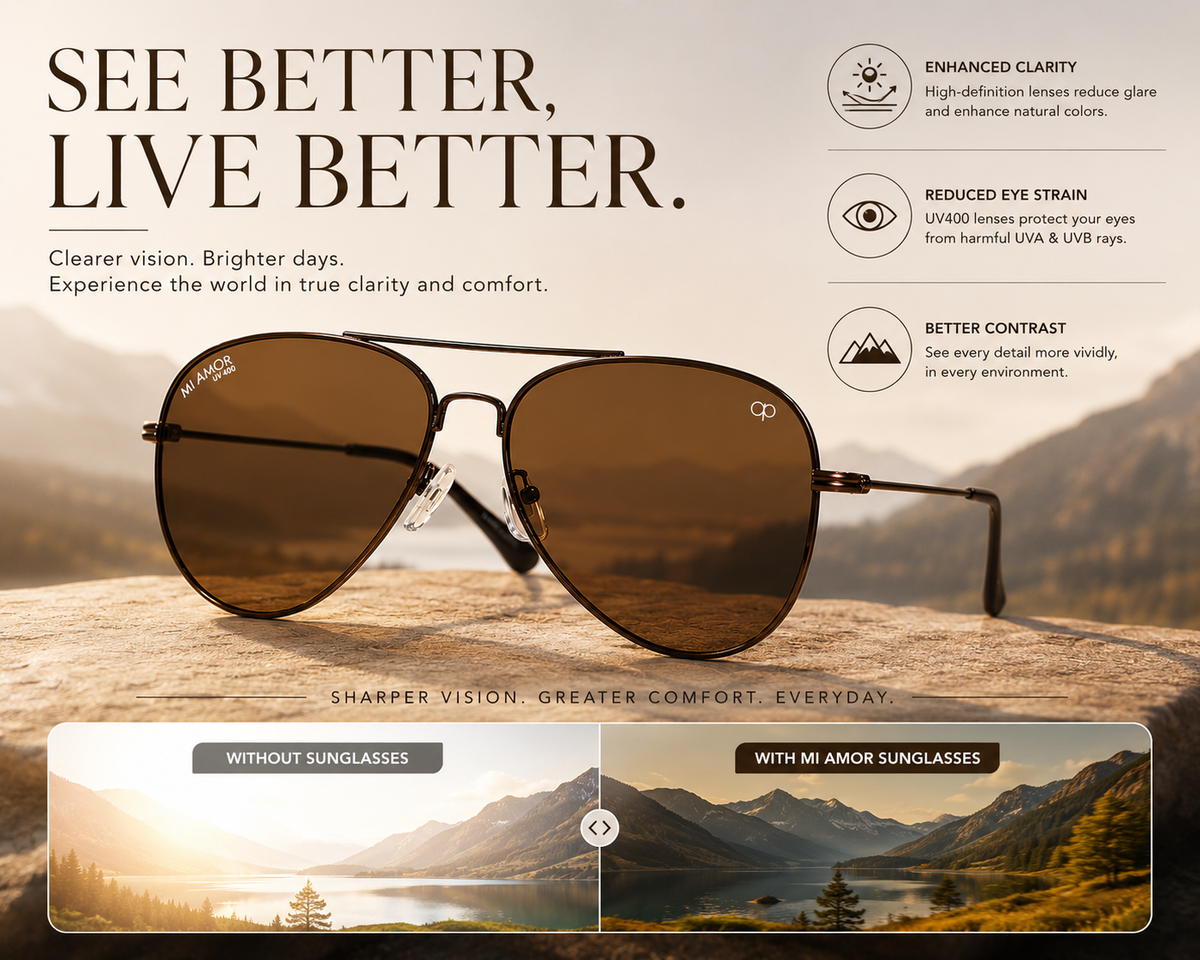 Brown Aviator Sunglasses for Men & Women – UV Protected Brown Lens, Lightweight Metal Frame, Stylish Sunglasses