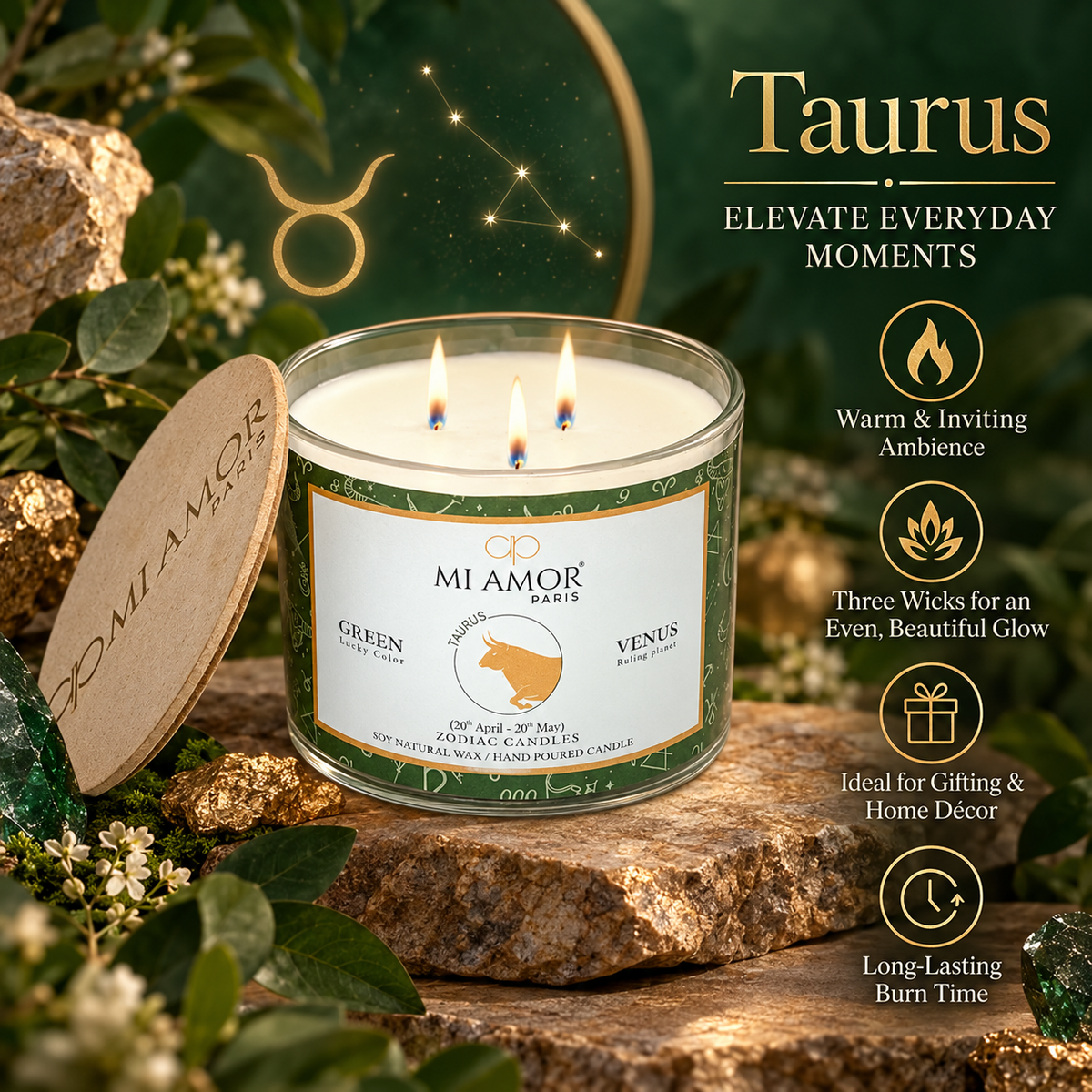 Taurus Zodiac Candle
