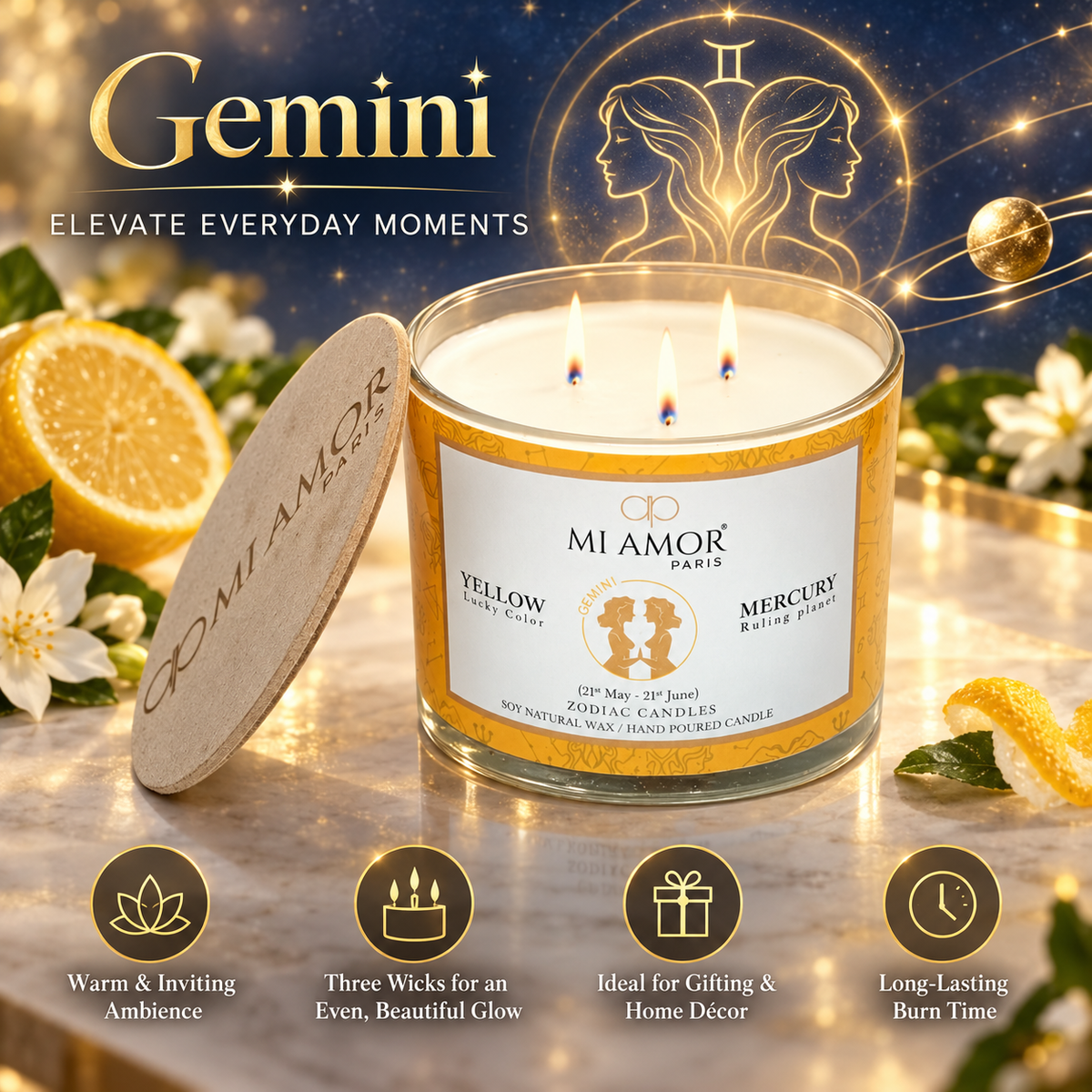 Gemini Zodiac Candle