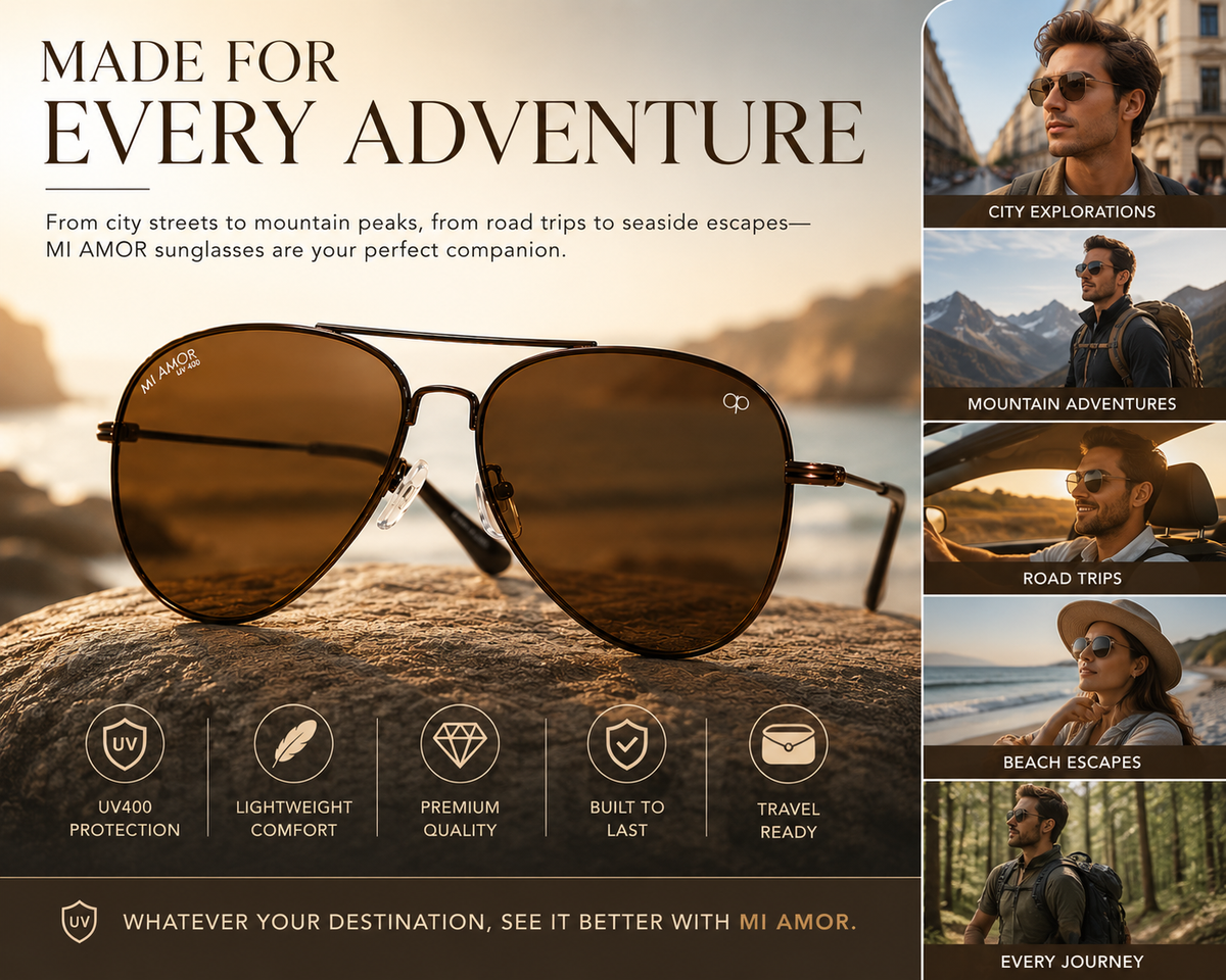 Brown Aviator Sunglasses for Men & Women – UV Protected Brown Lens, Lightweight Metal Frame, Stylish Sunglasses