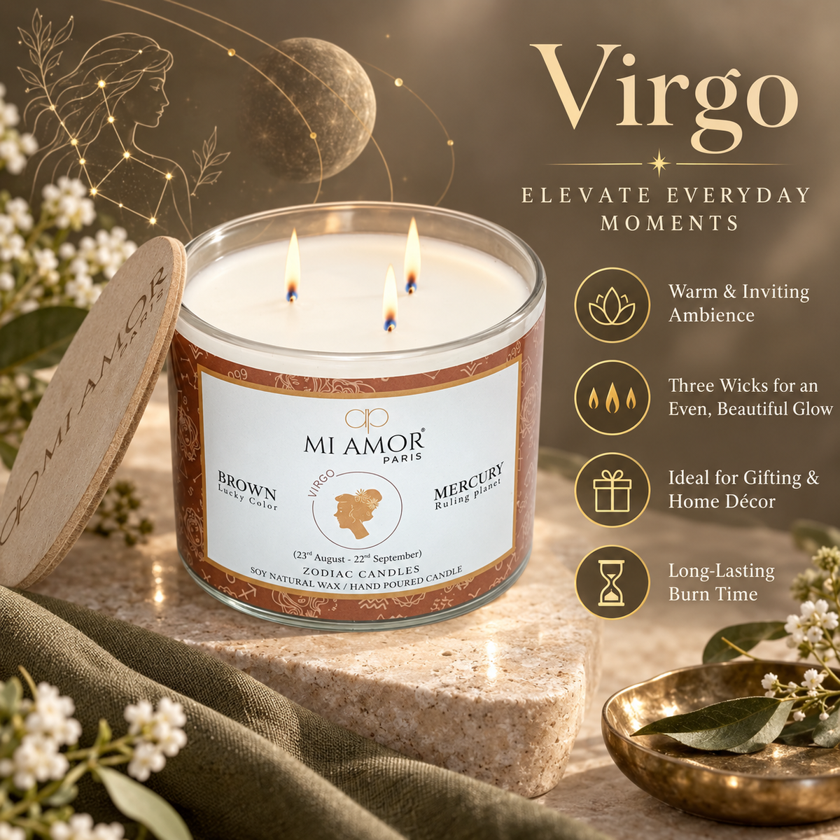 Virgo Zodiac Candle