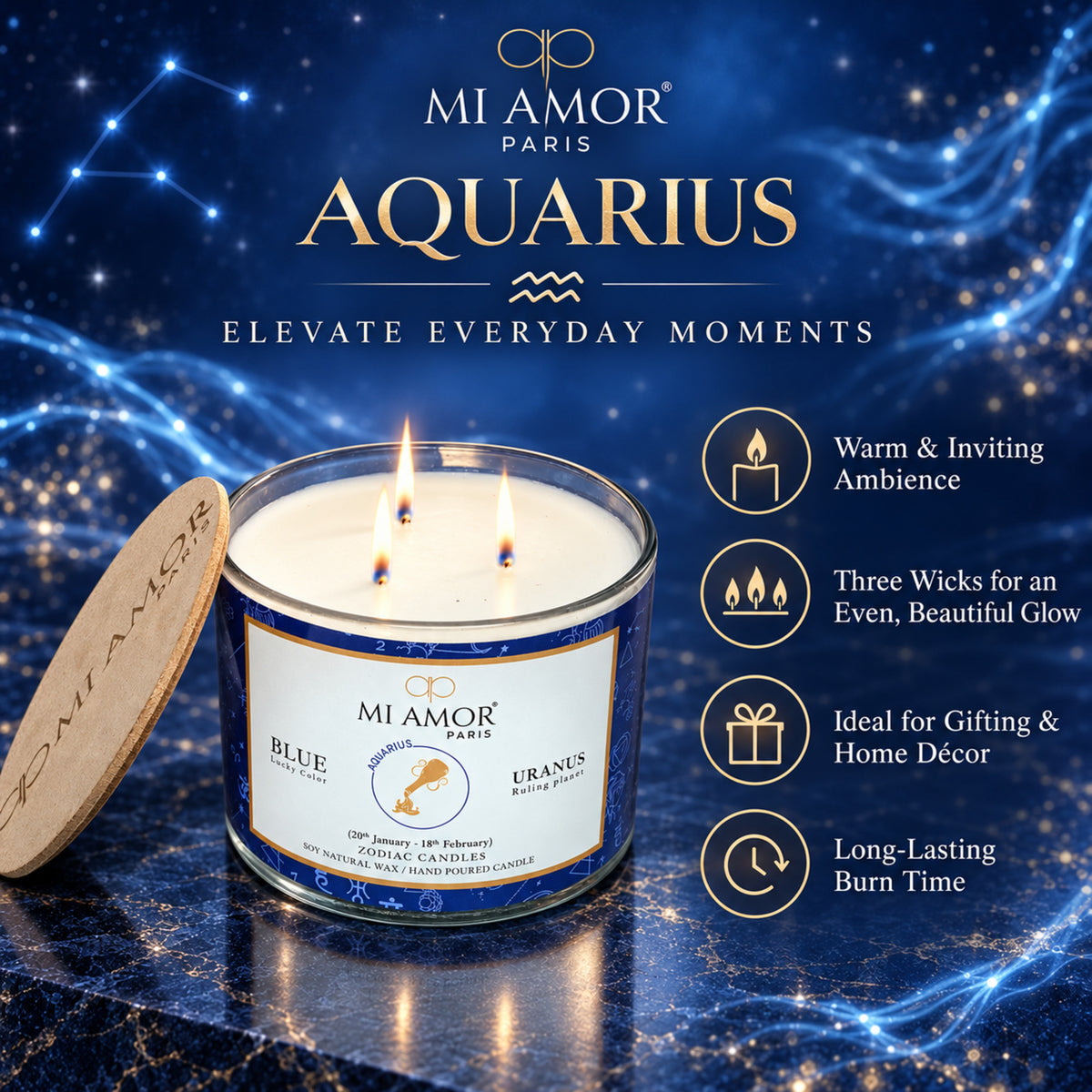 Aquarius Zodiac Scented Candle