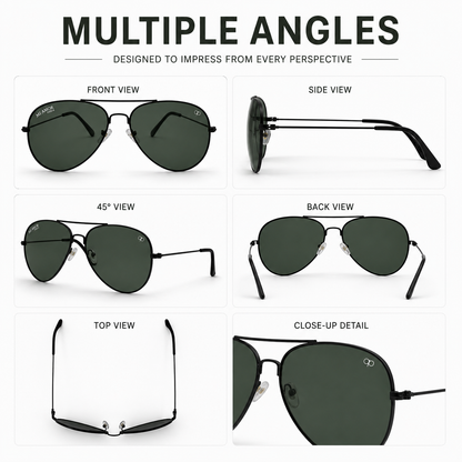 Grey Green Aviator Sunglasses for Men & Women – UV Protected Green Lens, Metal Frame, Stylish Sunglasses