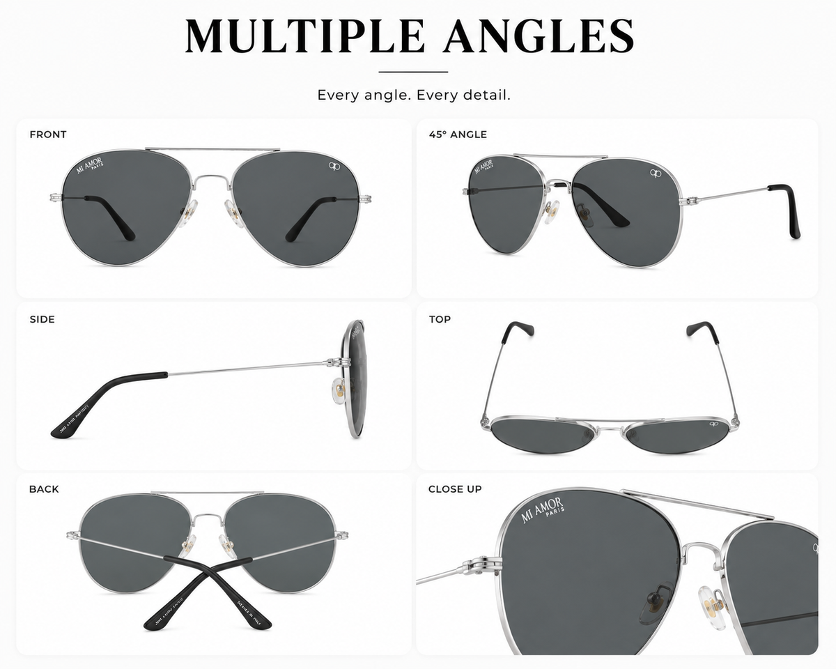 Silver Grey Aviator Sunglasses for Men & Women – UV Protected Grey Lens, Metal Frame, Stylish Sunglasses