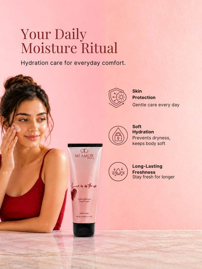 MI AMOR PARIS Love Is In The Air Women Face, Body & Hand Moisturizing Cream – Daily Hydration with Shea Butter & Glycerin (150ml)