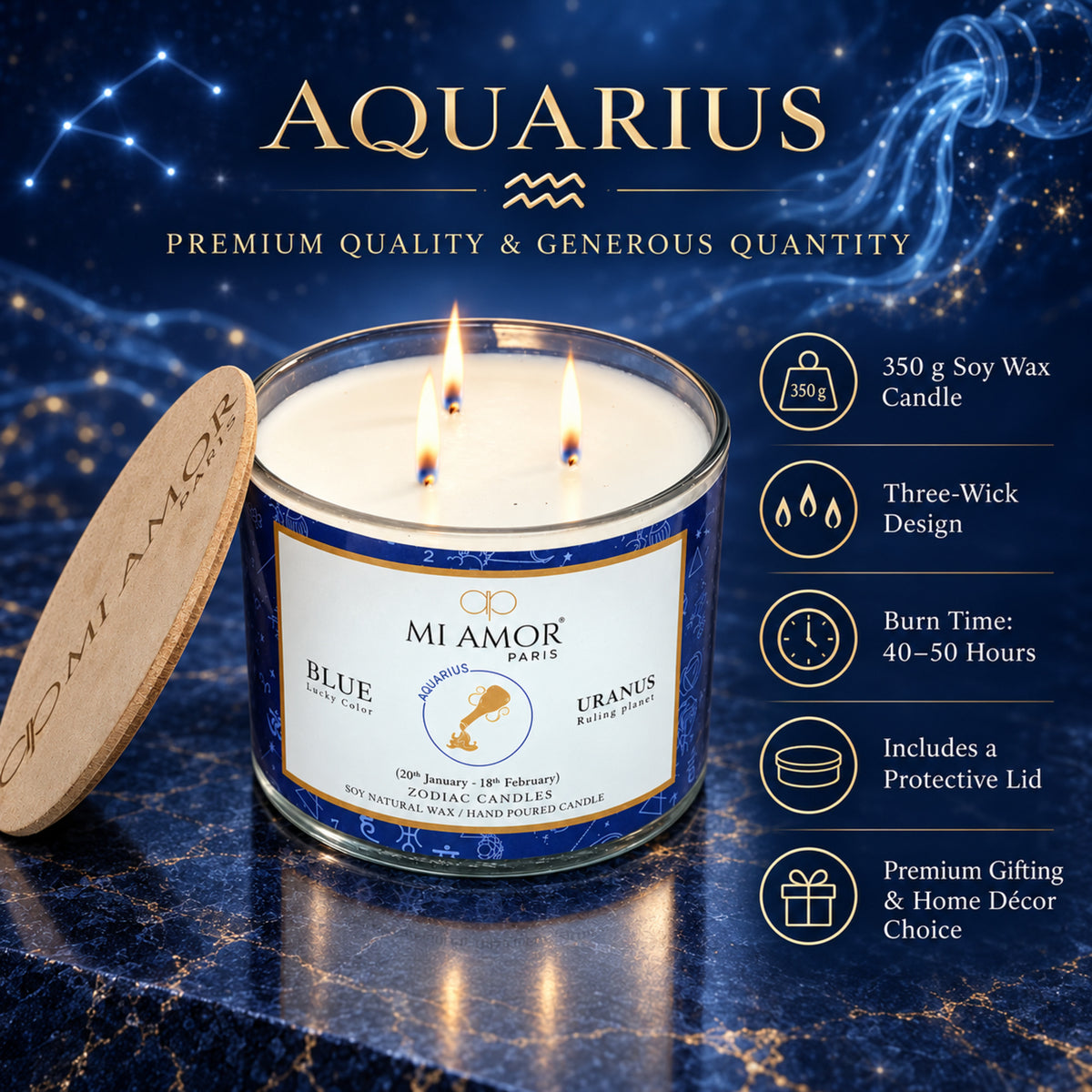 Aquarius Zodiac Scented Candle