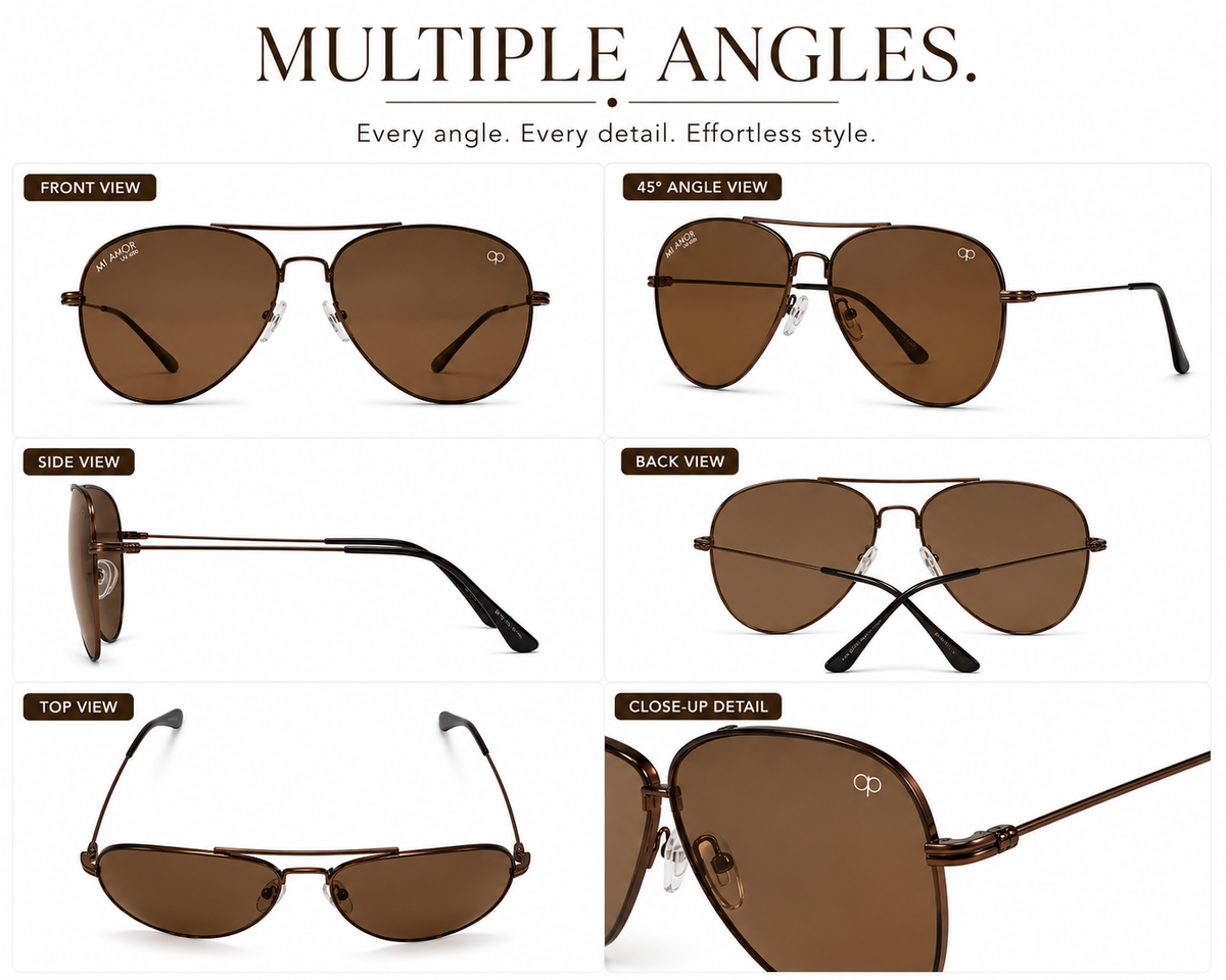 Brown Aviator Sunglasses for Men & Women – UV Protected Brown Lens, Lightweight Metal Frame, Stylish Sunglasses