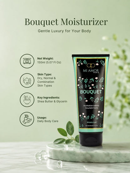MI AMOR PARIS Bouquet Women Moisturizing Cream | Non-Greasy Daily Face, Body & Hand Moisturizer | 150ml