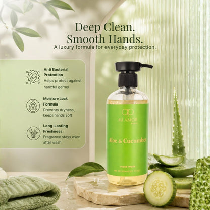 Aloe & Cucumber Liquid Handwash | Safe for All Skin Types | Moisture Lock Formula | Long Lasting Fragrance | Refreshing Aloe & Cucumber Scent | 300 ml