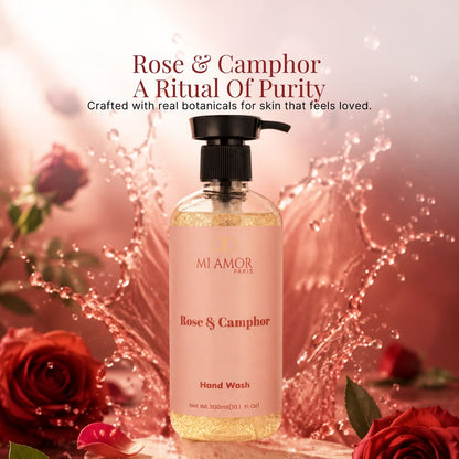 Rose & Camphor Moisturising Liquid Hand Wash | Premium Foaming Hand Soap | Hydrating & Moisture Lock Formula | Long-Lasting Floral Fragrance | 300 ml