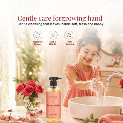Rose & Camphor Moisturising Liquid Hand Wash | Premium Foaming Hand Soap | Hydrating & Moisture Lock Formula | Long-Lasting Floral Fragrance | 300 ml