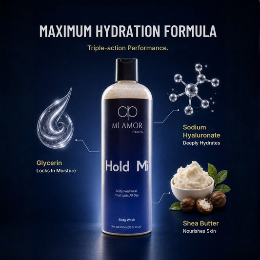 MI AMOR PARIS Hold MI Hydrating Body Wash for Men | Glycerin, Shea Butter & Sodium Hyaluronate | 500 ml