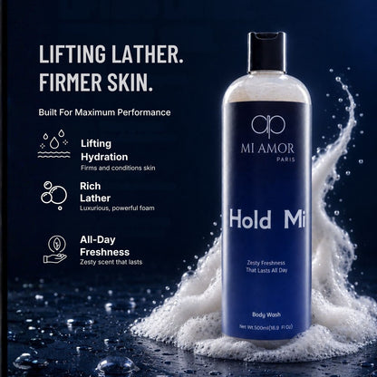 MI AMOR PARIS Hold MI Hydrating Body Wash for Men | Glycerin, Shea Butter & Sodium Hyaluronate | 500 ml