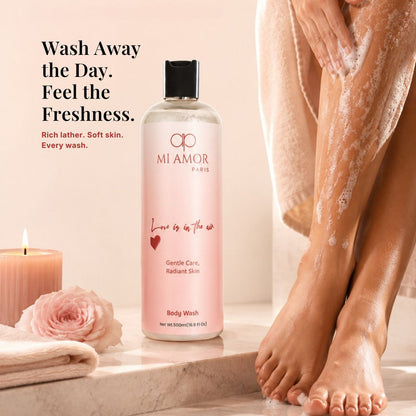 MI AMOR PARIS Love Is In The Air Body Wash for Women | Glycerin, Shea Butter & Sodium Hyaluronate | 500 ml