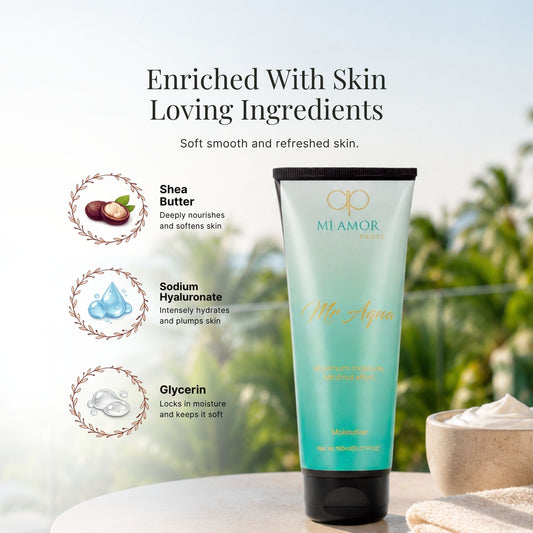 MI AMOR PARIS Mr Aqua Moisturizing Cream for Men | Face & Body Hydrating Cream with Shea Butter & Glycerin – 150ml