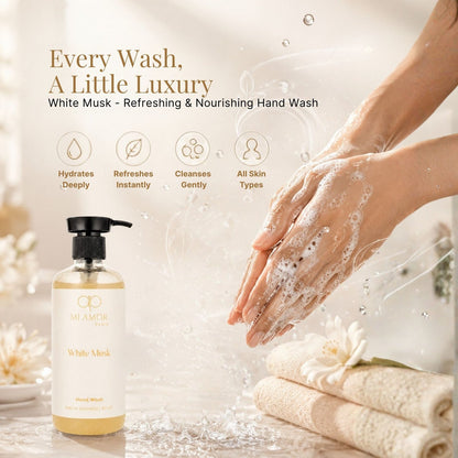 White Musk Moisturising Liquid Hand Wash | Luxury Foaming Hand Soap | Gentle Hand Wash for Sensitive Skin | Kitchen & Bathroom Hand Wash | 300 ml