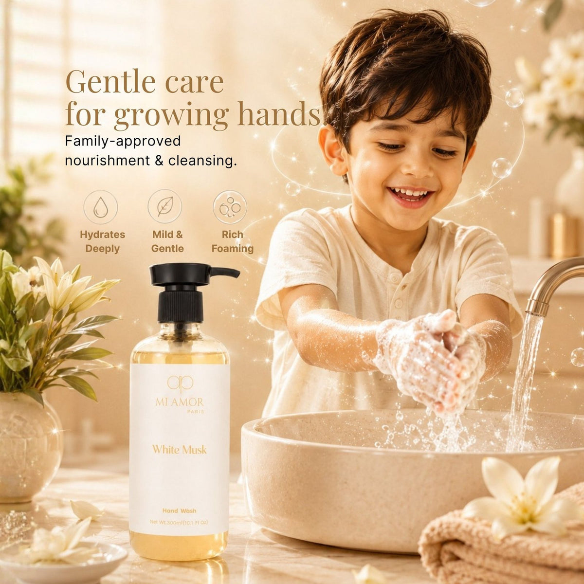 White Musk Moisturising Liquid Hand Wash | Luxury Foaming Hand Soap | Gentle Hand Wash for Sensitive Skin | Kitchen & Bathroom Hand Wash | 300 ml