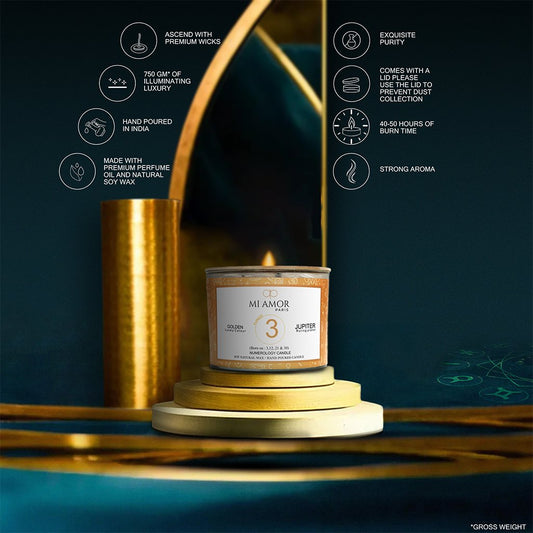 Numerology Candle 3: Jupiter - Golden Yellow