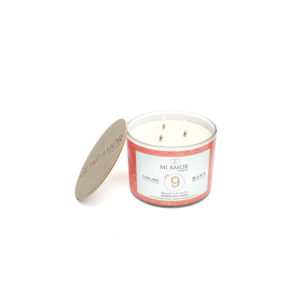 Numerology Candle 9: Mars - Coral Red