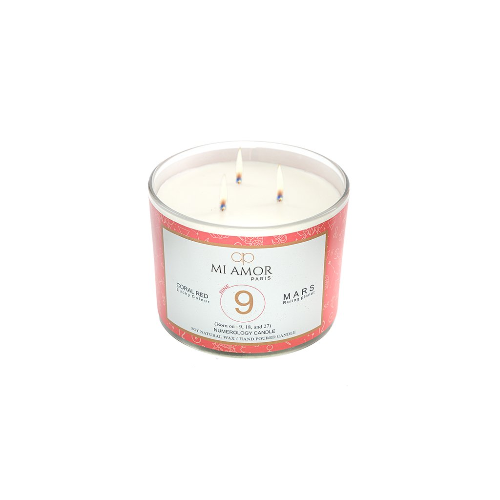 Numerology Candle 9: Mars - Coral Red