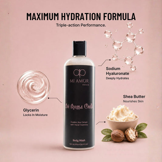 MI AMOR PARIS De Rossa Oudh Moisturising Body Wash | Premium Grooming Essential for Men | 500 ml