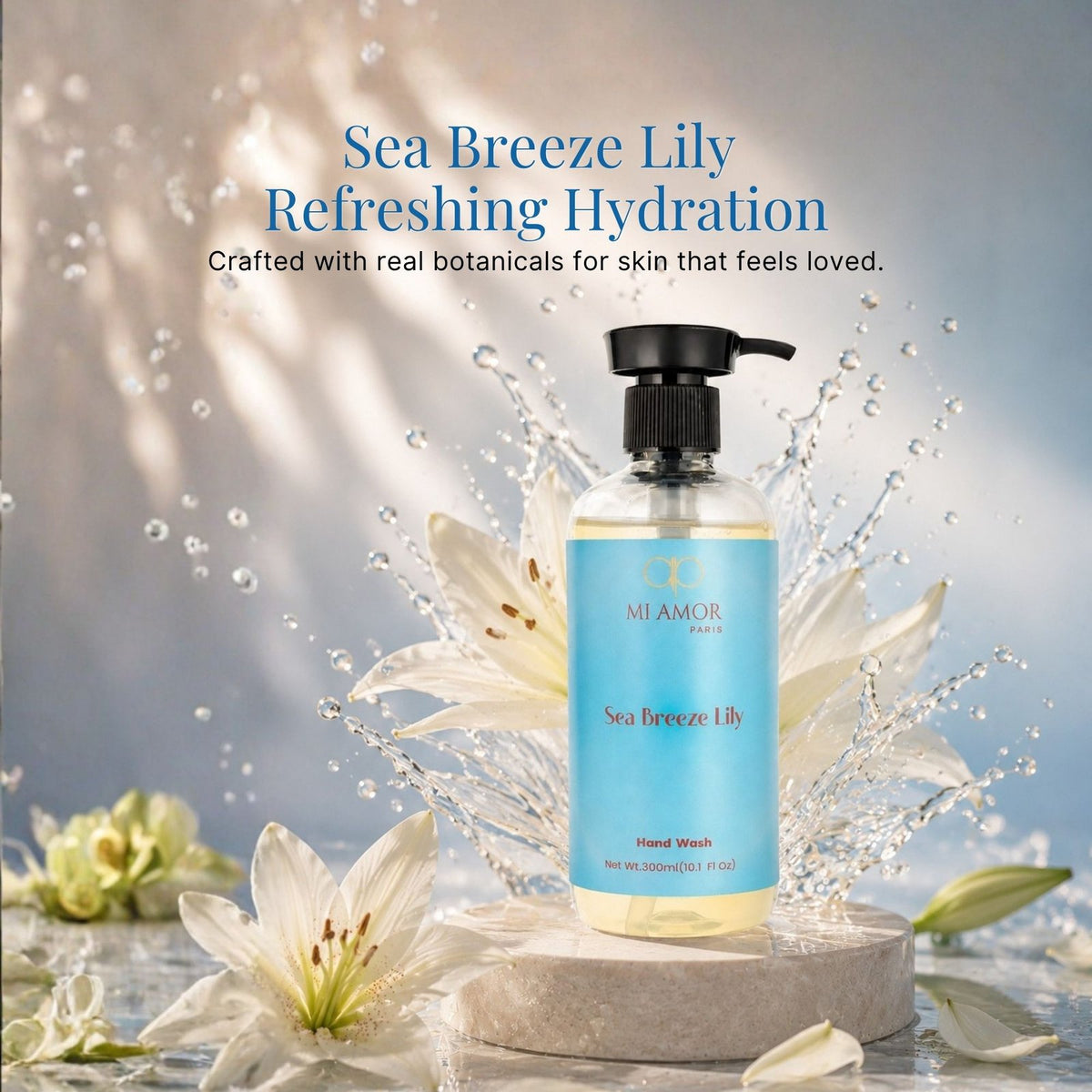 Sea Breeze Lily Moisturising Liquid Hand Wash | Premium Foaming Hand Soap | Long-Lasting Fresh Fragrance | Gentle Hand Wash for Sensitive Skin | Liquid Hand Soap for Kitchen & Bathroom | 300 ml