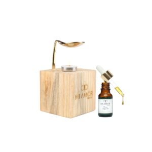 Wooden Diffuser Gold Color & Rugged Finish With Diffuser Oil - Combo