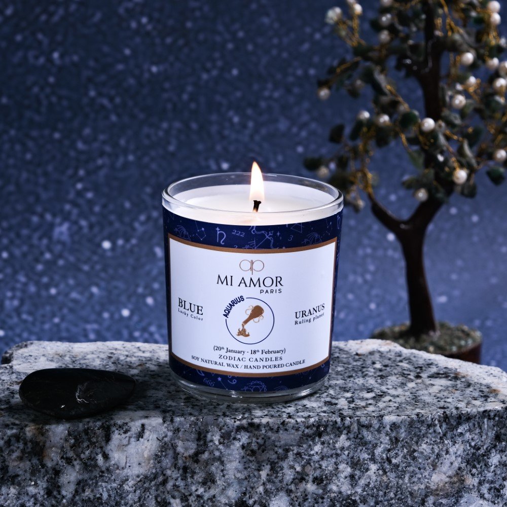 Aquarius Zodiac Candle -One Wick
