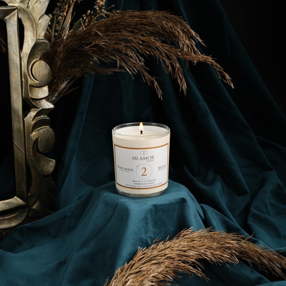 Numerology Candle 2: Moon - Pearl White -One Wick