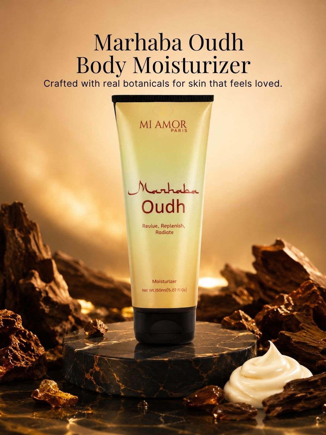 MI AMOR PARIS Marhaba Oudh Men Moisturizing Cream | Face & Body Daily Moisturizer with Shea Butter & Glycerin | 150ml - Image 3
