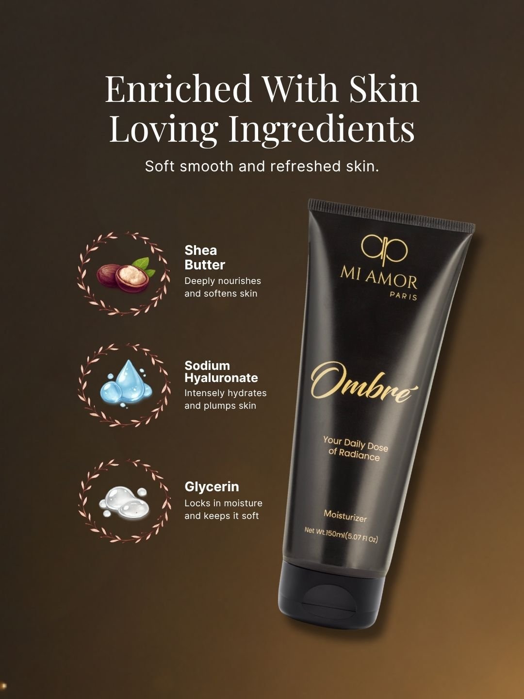 MI AMOR PARIS Ombre Daily Moisturizing Cream for Women | Face, Body & Hand Moisturizer | Shea Butter & Glycerin | 150ml - Image 4